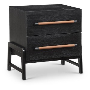 Meridian Furniture,Kaya Black Vegan Leather Nightstand - 1 of 4