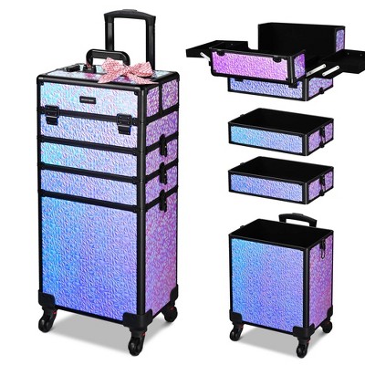 Byootique 4in1 Rolling Makeup Train Case Cosmetic Organizer Wheel