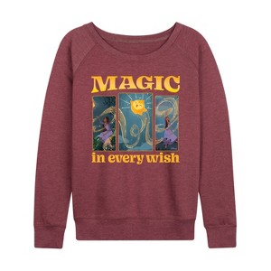 Women's - Disney - Magic In Every Wish Lightweight French Terry Wide Neck Long Sleeve Shirt - 1 of 4