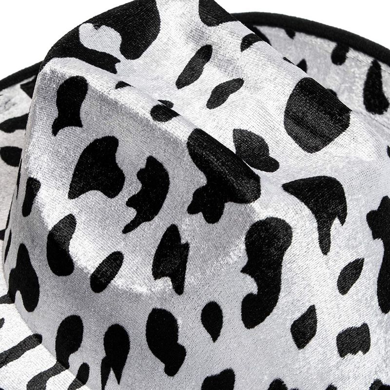Zodaca Cow Print Cowboy Hat for Men, Women, Western Cowgirl Hat for Halloween Costume, Birthday Party, Unisex, Adult Size, 3 of 11