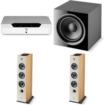 FCHORA826LW-D (PAIR) +  N230WHTUNV  Compact Wireless Music Streaming Amplifier - WHITE + FOCAL SUB600P