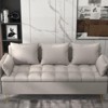 Garvee 63.8-Inch 3-Seat Sofa with Lift-Up Storage, Memory Foam Cushions, Faux Leather, 5 Pillows, Stylish Living Room Couch - 3 of 4