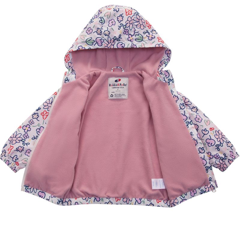 Rokka&Rolla Toddler Girls' Fleece Lined Full Zip Windbreaker Rain Jacket, 5 of 9
