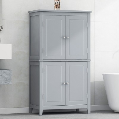 Bathroom Storage Cabinets With 4 Doors And Adjustable Shelves, Bathroom Cabinets With Anti-Tipping Device-Cuddlewood