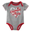 MLB Cincinnati Reds Infant Girls' 3pk White Bodysuit - 3 of 4