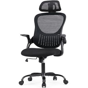 CAVINAS Ergonomic Office Chair with Adjustable Headrest and Flip-Up Arms, Mesh Home Office Desk Chairs, Swivel Chair with High Back, Computer Chair - 1 of 4