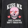 Women's - Instant Message - Valentine's Day Kiss Me Just Kidding Lightweight French Terry Wide Neck Long Sleeve Shirt - 2 of 4