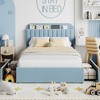 Twin/Full/Queen Bed Frame with Bookcase Headboard and 2 Drawers, Kids Bed Frame, Boucle Upholstered Platform Bed, No Box Spring Needed, Easy Assembly - 2 of 4