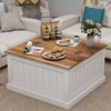 VYNXARIA 31.5" Farmhouse Coffee Table, Square Wood Center Table with Hinged Lift Top, White - 3 of 4