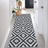 Kitchen Runner Rug, Black Washable Distressed Trellis Non-Slip Low Pile Farmhouse Carpet for Entryway Hallway Front Door - 2 of 4