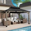 Aoodor 12' x 14' Wood Gazebo, Upgrade Cedar Wooden Frame Gazebo with 2-Tier Galvanized Steel Roof and Outlets for Patio, Backyard, Deck, and Lawn - 3 of 4