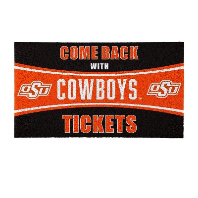 Evergreen Come Back with Tickets Oklahoma State University 28" x 16" Woven PVC Indoor Outdoor Doormat