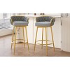 VASIP Swivel Counter Height Bar Stools Set of 2 with Hand-Woven Backrest & Gold Metal Legs, Low Back Upholstered High Bar Chairs with Footrest - 2 of 4
