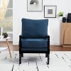 SEYNAR Mid Century Teddy Velvet Fabric Wood Accent Armchair with Cushion - 2 of 4