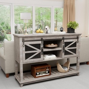 OKD 46" Farmhouse Console Table w/Sliding Barn Doors & Adjustable Storage Shelf - 1 of 4