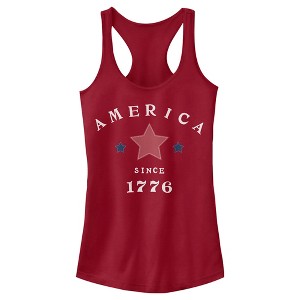 Juniors Womens Lost Gods Fourth of July American Since 1776 Racerback Tank Top - 1 of 4