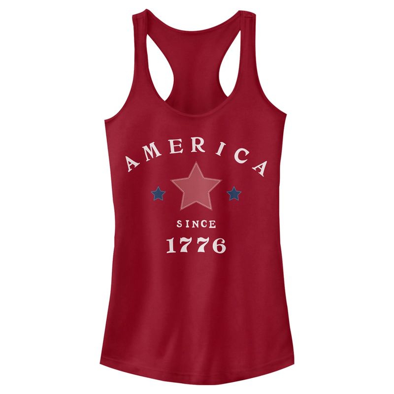 Juniors Womens Lost Gods Fourth of July American Since 1776 Racerback Tank Top, 1 of 5