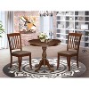 3-Piece Mahogany Finish Solid Wood Top - Round Dining Room Set - Seats 4 - 2 of 4