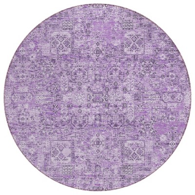 Lilac And Purple Floral Washable Indoor Outdoor Area Rug