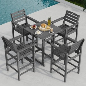 GardenJoy 5-Piece Bar Height Patio Table and Chairs Set, 30.2" - Weather Resistant, Outdoor - 1 of 3
