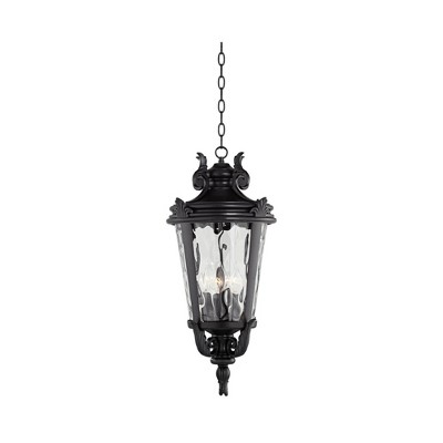 Casa Marseille Black Finish Clear Water Glass Outdoor Hanging Light