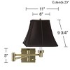 Barnes and Ivy Modern Swing Arm Wall Lamp Antique Brass Plug-In Light Fixture Black Square Shade for Bedroom Living Room Reading - 4 of 4