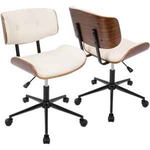 TiramisuBest Mid-Century Modern Cream Faux Leather Office Chair, Adjustable Seat Height 19 - 22 inches - 1 of 4