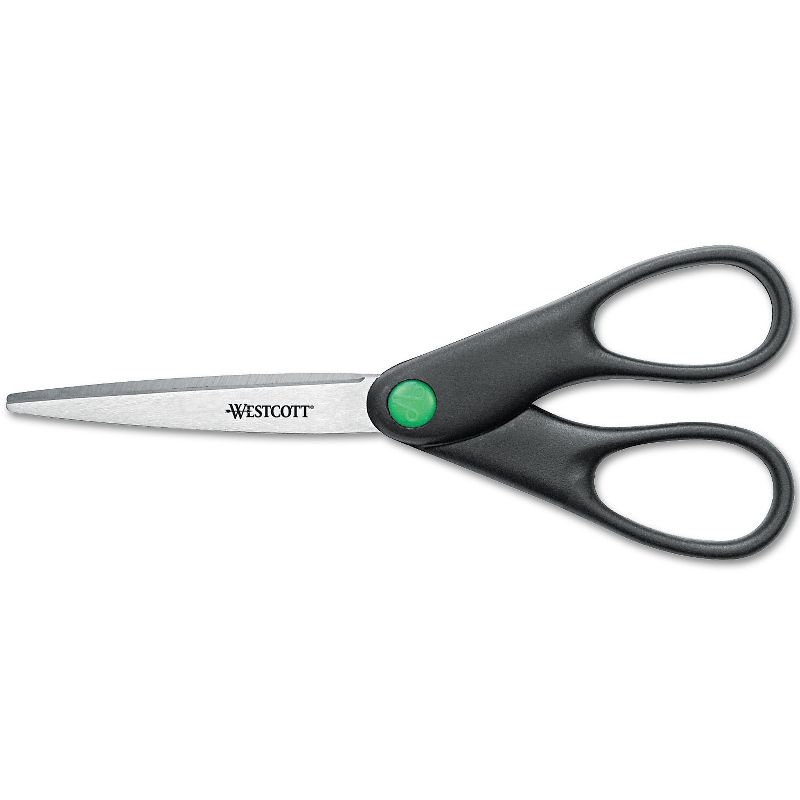 Westcott KleenEarth Recycled Stainless Steel Scissors 7" Long Black 44218, 1 of 4