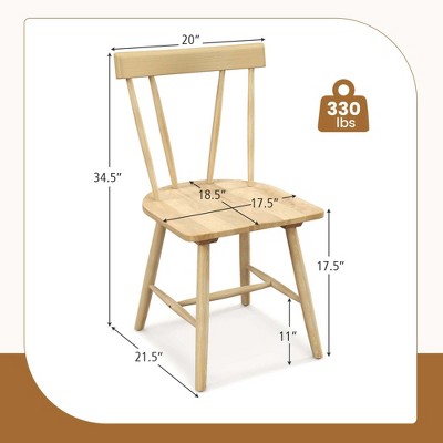 Natural Rubber Wood High Back Windsor Side Chairs