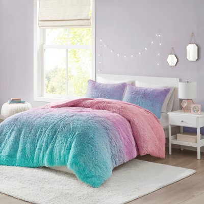 Twin/Twin XL Ombre Shaggy Faux Fur Bedding Set