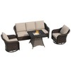 UPTION Outdoor Wicker Patio Conversation Furniture Set with Optional Fire Pit Table - 3 of 4