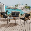 Acekool 4-Piece Outdoor Patio Set with Loveseat, Armchairs & Glass Coffee Table, Boho Rattan Conversation Set for Backyard, Porch, Balcony - 2 of 4