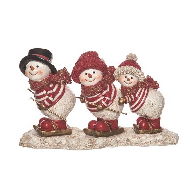 Transpac Resin 9.5 In. Multicolor Christmas Skiing Snowman Decor : Target