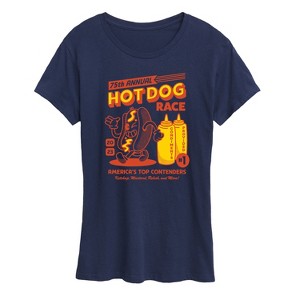 Women's - Instant Message - Hot Dog Race Short Sleeve Graphic T-Shirt - 1 of 4