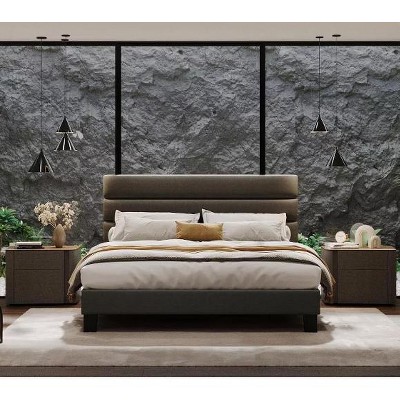 coucheta Full/Queen/King Bed Frame with Adjustable Headboard, Fabric Upholstered and Wooden Slats Support Platform Bed Frame, No Box Spring Needed