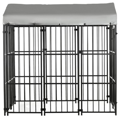 PawHut Black Heavy-Duty Metal Outdoor Dog Playpen with Cover