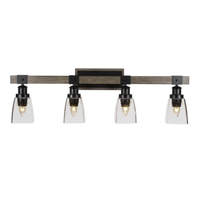 Toltec Lighting Tacoma 4 - Light Vanity in  Black/Painted Wood with 4.5" Square Clear Bubble Shade