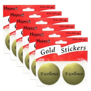 Hayes Publishing Excellence 2" Gold Certificate Seals, 50 Per Pack, 6 Packs - 1 of 1
