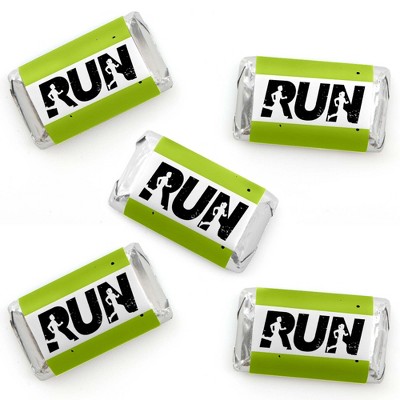 Big Dot of Happiness Set the Pace - Running - Mini Candy Bar Wrapper Stickers - Track, Cross Country or Marathon Party Small Favors - 40 Count