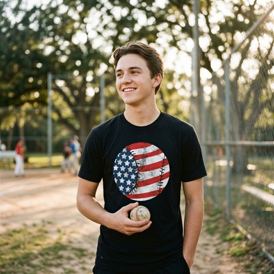 Мужские футболки Crazy Dog T-Shirts, Inc. Mens Funny T Shirts American Flag Baseball Sarcastic Fourth Of July Graphic Novelty Tee for Men - Crazy Dog Men's T Shirt For Fourth Of July Black L — фото 3