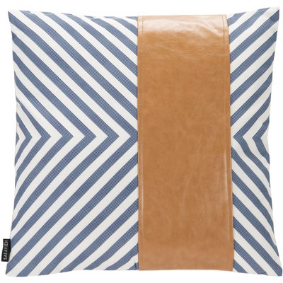 Endra Pillow - Navy/White/Tan - 18" X 18" - Safavieh