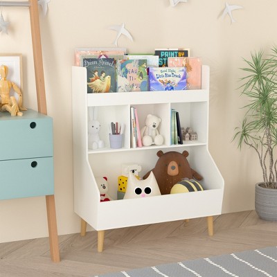 GlasFlength Decorative Bookshelf Creative and Unique Styling, Multifunctional Storage with Open Display Bookshelves, White,27.56”*15.75”*31.3"