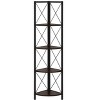 TOAOTBNBO 4 Tier Corner Bookshelves Storage Organizer, Tall Narrow Bookcase with Three Metal Legs, Living Room Book Shelf with X-Design - 2 of 4