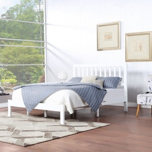 GDFStudio Loisada Farmhouse Acacia Wood Queen Bed with Open Slat Headboard - 1 of 4