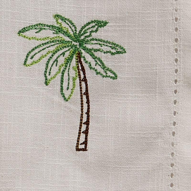 Split P White Embroidered Palm Tree Napkin Set of 4, 3 of 4