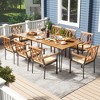 Tangkula 9 PCS Patio Dining Set w/ 8 Chairs Acacia Wood Table Top Umbrella Hole for Yard - 2 of 4