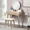 Vanity Desk Contemporary with Round Mirror and 2 Drawers for Bedroom 32.68in Wide-3irtyhousy - 2 of 4