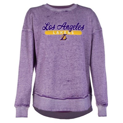 NBA Los Angeles Lakers Women's Burnout Crew Neck Fleece Sweatshirt