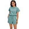 ATHLECHIC Women's Summer Outfits Short Sleeve Tops and Short Pants Sweatsuit Set 2 Pcs - 3 of 4