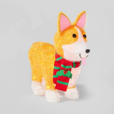 Christmas Incandescent Tinsel Corgi Dog Novelty Sculpture with 50 Lights - Wondershop™
